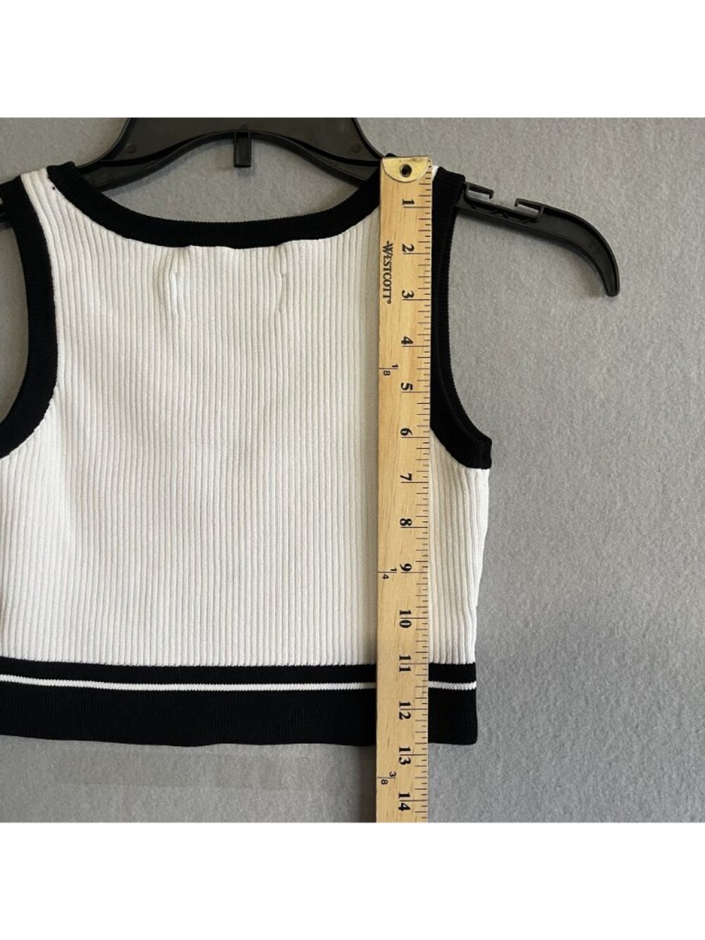 SMFK White Black Ribbed Knit 2 Piece Crop Top Mini Skirt Set Cross Embroidery S - Picture 5 of 10